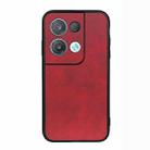 For OPPO Reno8 Pro Accurate Hole Two-color Calf Texture PU Phone Case(Red) - 1