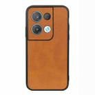 For OPPO Reno8 Pro+ Accurate Hole Two-color Calf Texture PU Phone Case(Brown) - 1