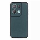 For OPPO Reno8 Accurate Hole Lambskin Texture Genuine Leather Phone Case(Green) - 1