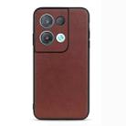 For OPPO Reno8 Accurate Hole Lambskin Texture Genuine Leather Phone Case(Brown) - 1