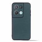 For OPPO Reno8 Pro Accurate Hole Lambskin Texture Genuine Leather Phone Case(Green) - 1