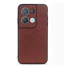 For OPPO Reno8 Pro Accurate Hole Lambskin Texture Genuine Leather Phone Case(Brown) - 1