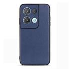 For OPPO Reno8 Pro+ Accurate Hole Lambskin Texture Genuine Leather Phone Case(Blue) - 1