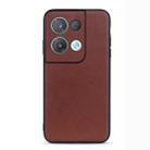 For OPPO Reno8 Pro+ Accurate Hole Lambskin Texture Genuine Leather Phone Case(Brown) - 1