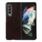 For Samsung Galaxy Z Fold4 Genuine Leather Double Color Crazy Horse Phone Case(Coffee) - 1