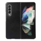 For Samsung Galaxy Z Fold4 Genuine Leather Double Color Crazy Horse Phone Case(Black) - 1