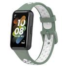 For Huawei Band 7 / 7 NFC Two-color Breathable Silicone Watch Band(Light Green+White) - 1