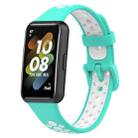 For Huawei Band 7 / 7 NFC Two-color Breathable Silicone Watch Band(Cyan+White) - 1