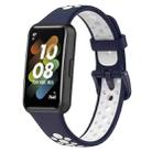 For Huawei Band 7 / 7 NFC Two-color Breathable Silicone Watch Band(Dark Blue+White) - 1