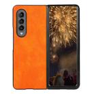 For Samsung Galaxy Z Fold4 Two-color Litchi Texture PU Phone Case(Orange) - 1