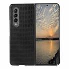 For Samsung Galaxy Z Fold4 Crocodile Texture PU Leather Protective Phone Case(Black) - 1