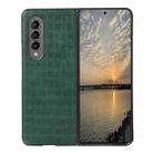 For Samsung Galaxy Z Fold4 Crocodile Texture PU Leather Protective Phone Case(Green) - 1