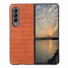 For Samsung Galaxy Z Fold4 Crocodile Texture PU Leather Protective Phone Case(Light Brown) - 1