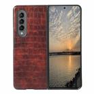 For Samsung Galaxy Z Fold4 Crocodile Texture PU Leather Protective Phone Case(Dark Brown) - 1