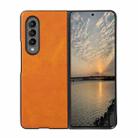 For Samsung Galaxy Z Fold4 Two-color Calf Texture Shockproof Phone Case(Brown) - 1