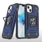 For iPhone 14 Magnetic Armor TPU + PC Ring Holder Phone Case (Blue) - 1