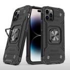 For iPhone 14 Pro Magnetic Armor TPU + PC Ring Holder Phone Case (Black) - 1