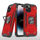 For iPhone 14 Pro Magnetic Armor TPU + PC Ring Holder Phone Case (Red) - 1