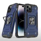 For iPhone 14 Pro Magnetic Armor TPU + PC Ring Holder Phone Case (Blue) - 1