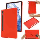 For Samsung Galaxy Tab S8 / S7 Pure Color Liquid Silicone Shockproof Tablet Case(Red) - 1