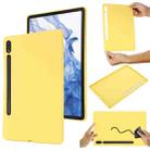 For Samsung Galaxy Tab S8 Ultra Pure Color Liquid Silicone Shockproof Tablet Case(Yellow) - 1