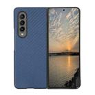 For Samsung Galaxy Z Fold4 Carbon Fiber Texture PU Leather Phone Case(Blue) - 1