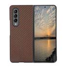 For Samsung Galaxy Z Fold4 Carbon Fiber Texture PU Leather Phone Case(Brown) - 1