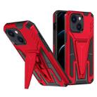 For iPhone 14 Super V Armor PC + TPU Holder Phone Case (Red) - 1