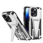 For iPhone 14 Pro Super V Armor PC + TPU Holder Phone Case (Silver) - 1