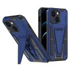 For iPhone 14 Plus Super V Armor PC + TPU Holder Phone Case  (Blue) - 1