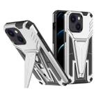 For iPhone 14 Plus Super V Armor PC + TPU Holder Phone Case  (Silver) - 1