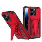 For iPhone 14 Pro Max Super V Armor PC + TPU Holder Phone Case (Red) - 1