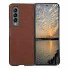 For Samsung Galaxy Z Fold4 Sheep Texture Genuine Leather Phone Case(Brown) - 1