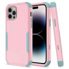 For iPhone 14 Pro Commuter Shockproof TPU + PC Phone Case (Pink+Grey Green) - 1