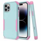 For iPhone 14 Pro Max Commuter Shockproof TPU + PC Phone Case (Grey Green+Pink) - 1