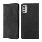 For Motorola Moto E32 4G Skin Feel Magnetic Horizontal Flip Leather Phone Case(Black) - 1