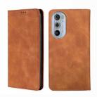 For Motorola Moto Edge+ 2022/Edge 30 Pro Skin Feel Magnetic Horizontal Flip Leather Phone Case(Light Brown) - 1