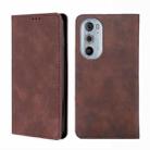 For Motorola Moto Edge+ 2022/Edge 30 Pro Skin Feel Magnetic Horizontal Flip Leather Phone Case(Dark Brown) - 1