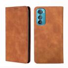 For Motorola Moto Edge 30 Skin Feel Magnetic Horizontal Flip Leather Phone Case(Light Brown) - 1