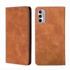 For Motorola Moto G Stylus 5G 2022 Skin Feel Magnetic Horizontal Flip Leather Phone Case(Light Brown) - 1