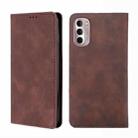 For Motorola Moto G Stylus 5G 2022 Skin Feel Magnetic Horizontal Flip Leather Phone Case(Dark Brown) - 1