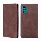 For Motorola Moto G22 Skin Feel Magnetic Horizontal Flip Leather Phone Case(Dark Brown) - 1