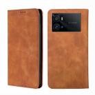 For vivo iQOO 9 Pro 5G Skin Feel Magnetic Horizontal Flip Leather Phone Case(Light Brown) - 1