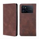 For vivo iQOO 9 Pro 5G Skin Feel Magnetic Horizontal Flip Leather Phone Case(Dark Brown) - 1