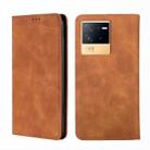 For vivo iQOO Neo6 5G Skin Feel Magnetic Horizontal Flip Leather Phone Case(Light Brown) - 1