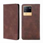 For vivo iQOO Neo6 5G Skin Feel Magnetic Horizontal Flip Leather Phone Case(Dark Brown) - 1