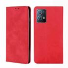 For vivo iQOO U5 5G Skin Feel Magnetic Horizontal Flip Leather Phone Case(Red) - 1