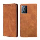 For vivo iQOO U5 5G Skin Feel Magnetic Horizontal Flip Leather Phone Case(Light Brown) - 1