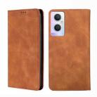 For OPPO A96 5G Skin Feel Magnetic Horizontal Flip Leather Phone Case(Light Brown) - 1