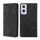 For OPPO A96 5G Skin Feel Magnetic Horizontal Flip Leather Phone Case(Black) - 1